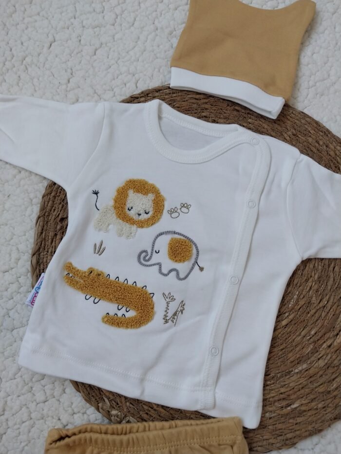Hayvan motifli 3 lü erkek bebek takım - Görsel 5