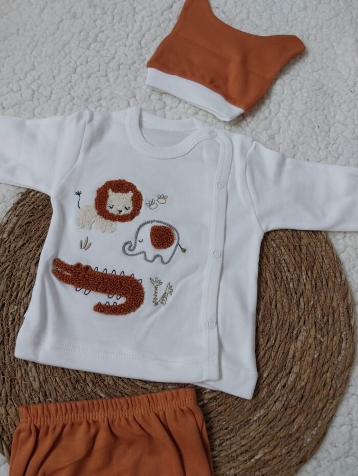 Hayvan motifli 3 lü erkek bebek takım - Görsel 2