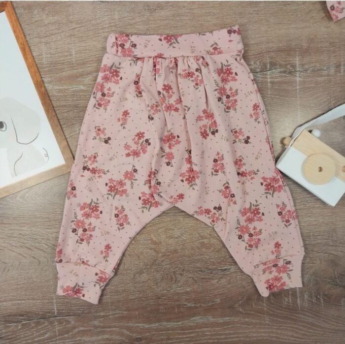Bandanalı ve şalvarlı pembe kız bebek takım - Görsel 2